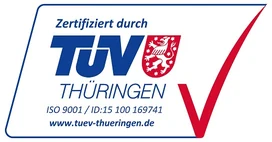 Zertifiziert durch TÜV Thüringen, ISO 9001, ID 15 100 169741